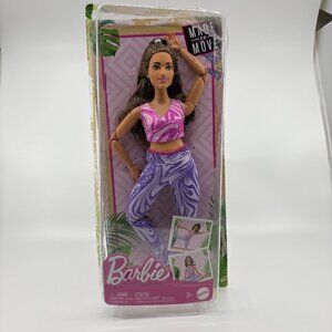 Barbie Made to Move Yoga Doll Purple Outfit Box Damage